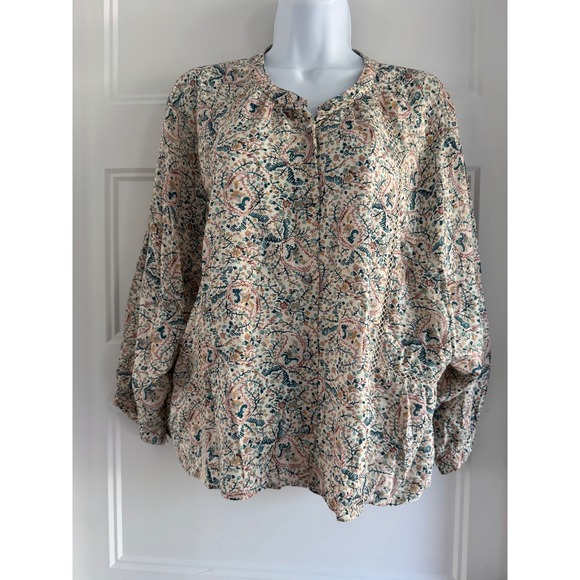Indi & Cold Tops - Indi & Cold San Sebastian Floral Paisley Lace Trim Blouse Womens M
